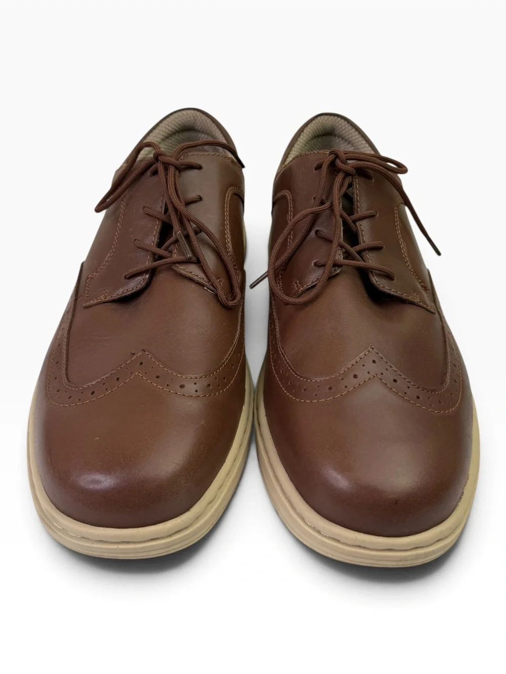 OrthoFeet Moreno Mens Wingtip Oxford Dress Shoes Brown Leather Size 11 Wide 2E